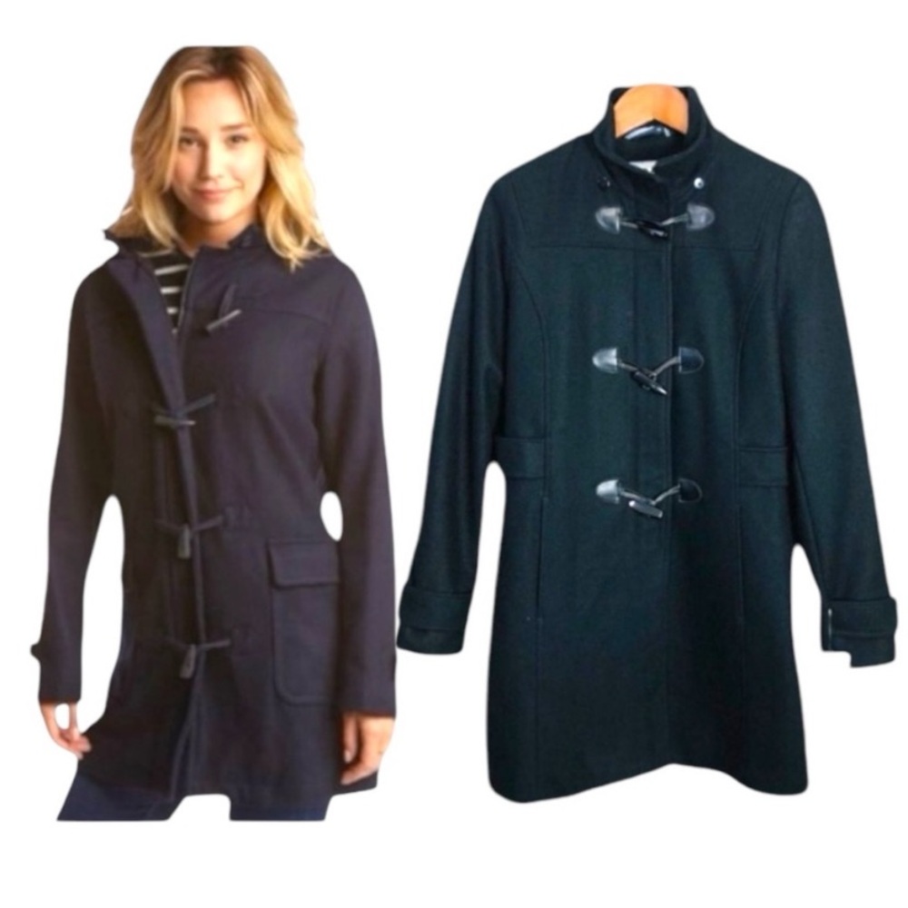 Nautica NWT Black Mid Length Wool Blend Coat Jacket Size Medium